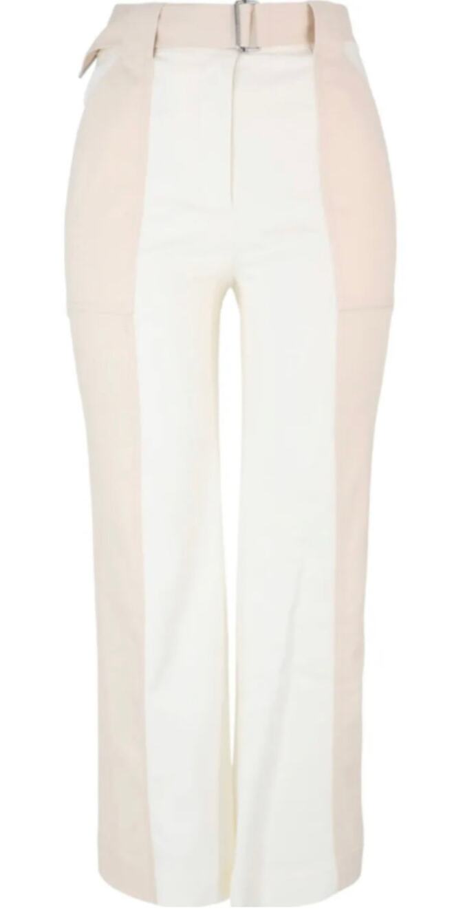 SIMKHAI Belted Wide Leg Utility Pants Ivory Cream Size 4